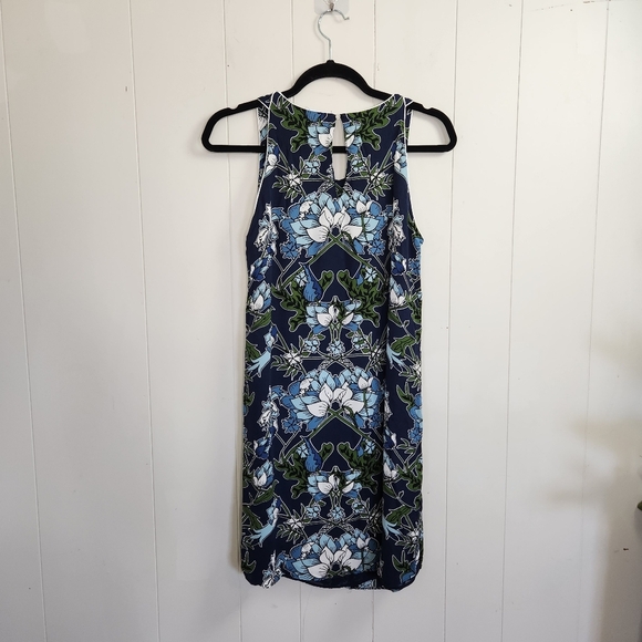 Massimo Dutti Blue Floral Sleeveless Midi Dress Summer Dressy Luxury Size 6 - Picture 3 of 12